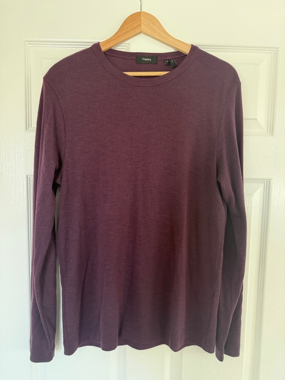 Theory Men’s Long-Sleeve Crewneck Shirt — Plum